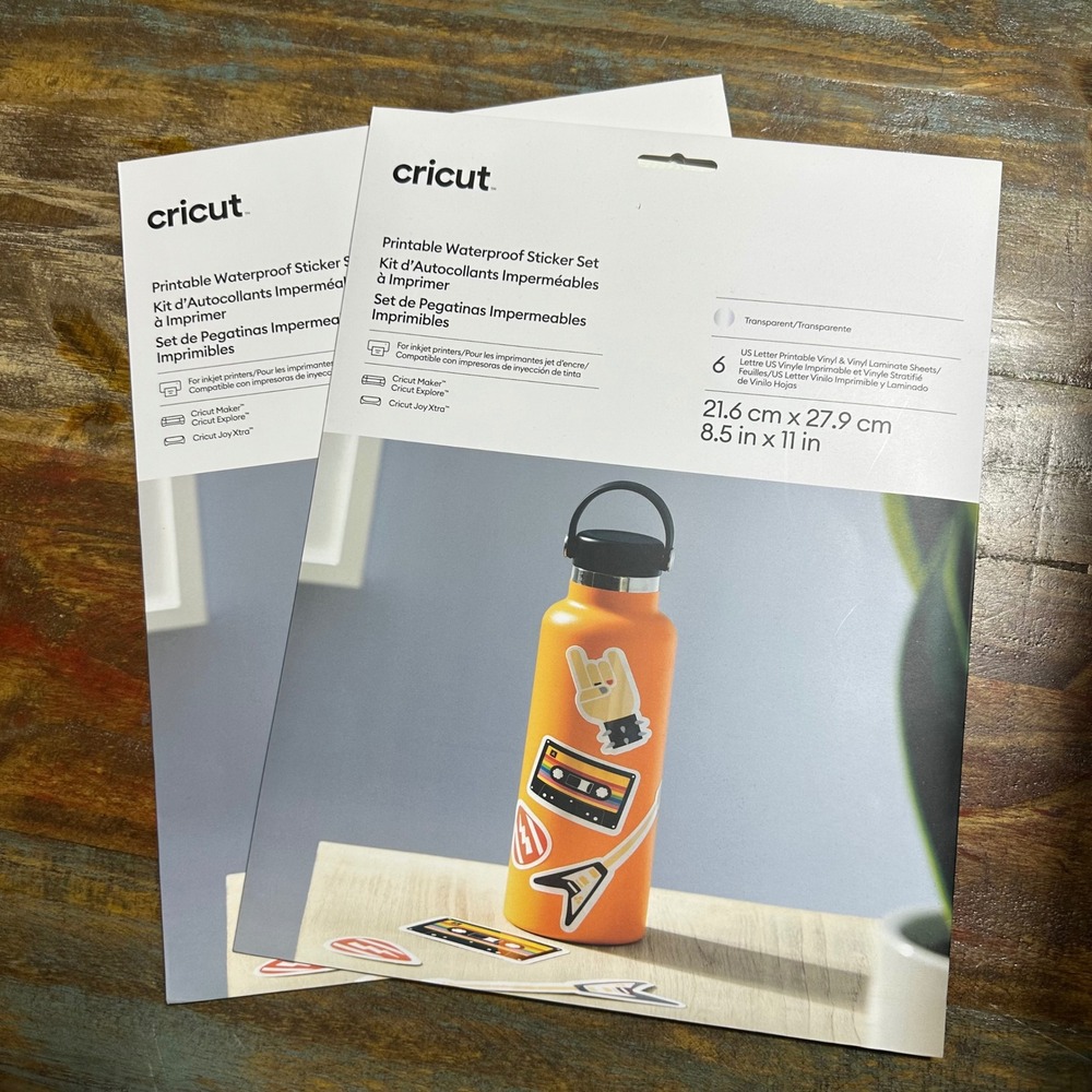 Cricut Printable Waterproof Sticker Set Transparent 8.5x11 6 Sheets 2010348